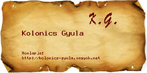 Kolonics Gyula névjegykártya