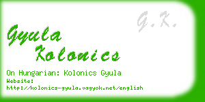 gyula kolonics business card